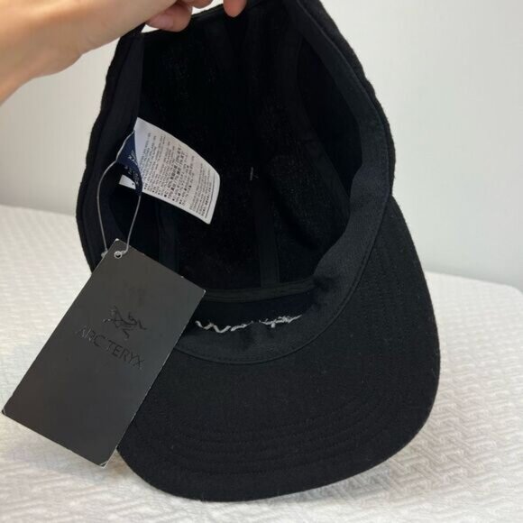 NEW Arc'teryx Wool Calidum 5 Panel Cap Hat Black Heather Logo One Size Unisex - Picture 8 of 11